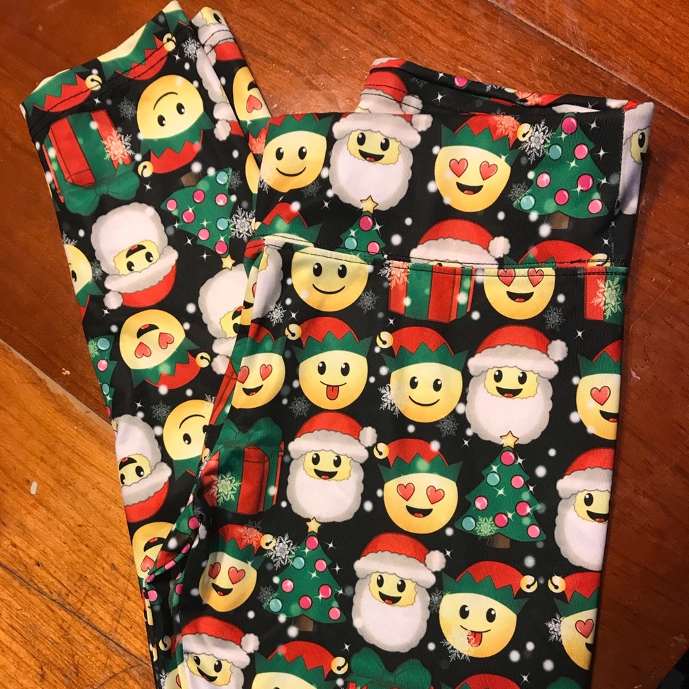 Justice Christmas emoji leggings